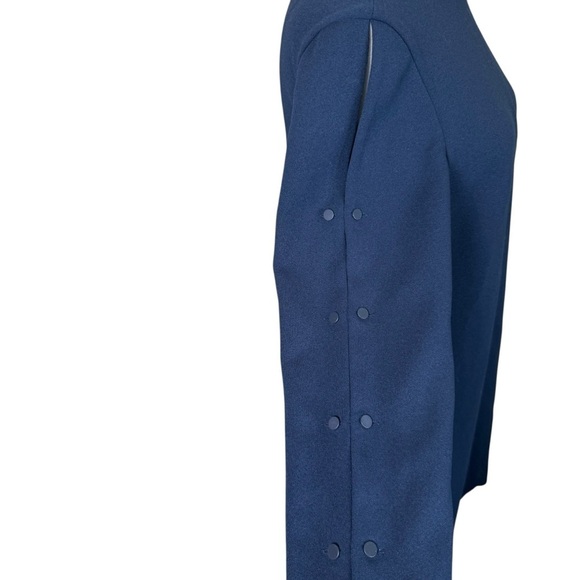 Tibi Structured Crepe Button Detail Shift Dress Navy Size 4 Career Cocktail EUC - Picture 5 of 13